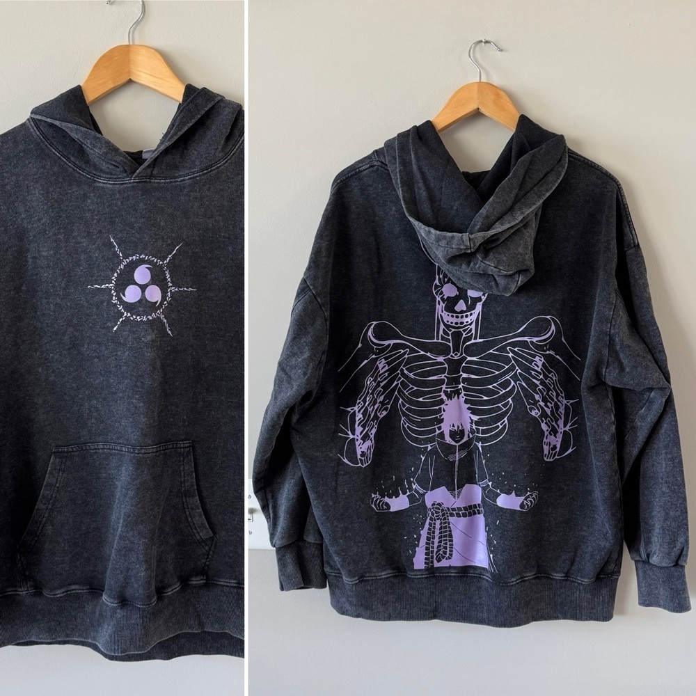 Sasuke Susanoo Skull Graphic Heavy Weight Sweatshirt Hoodie Vintage Style - Picture 2 of 7